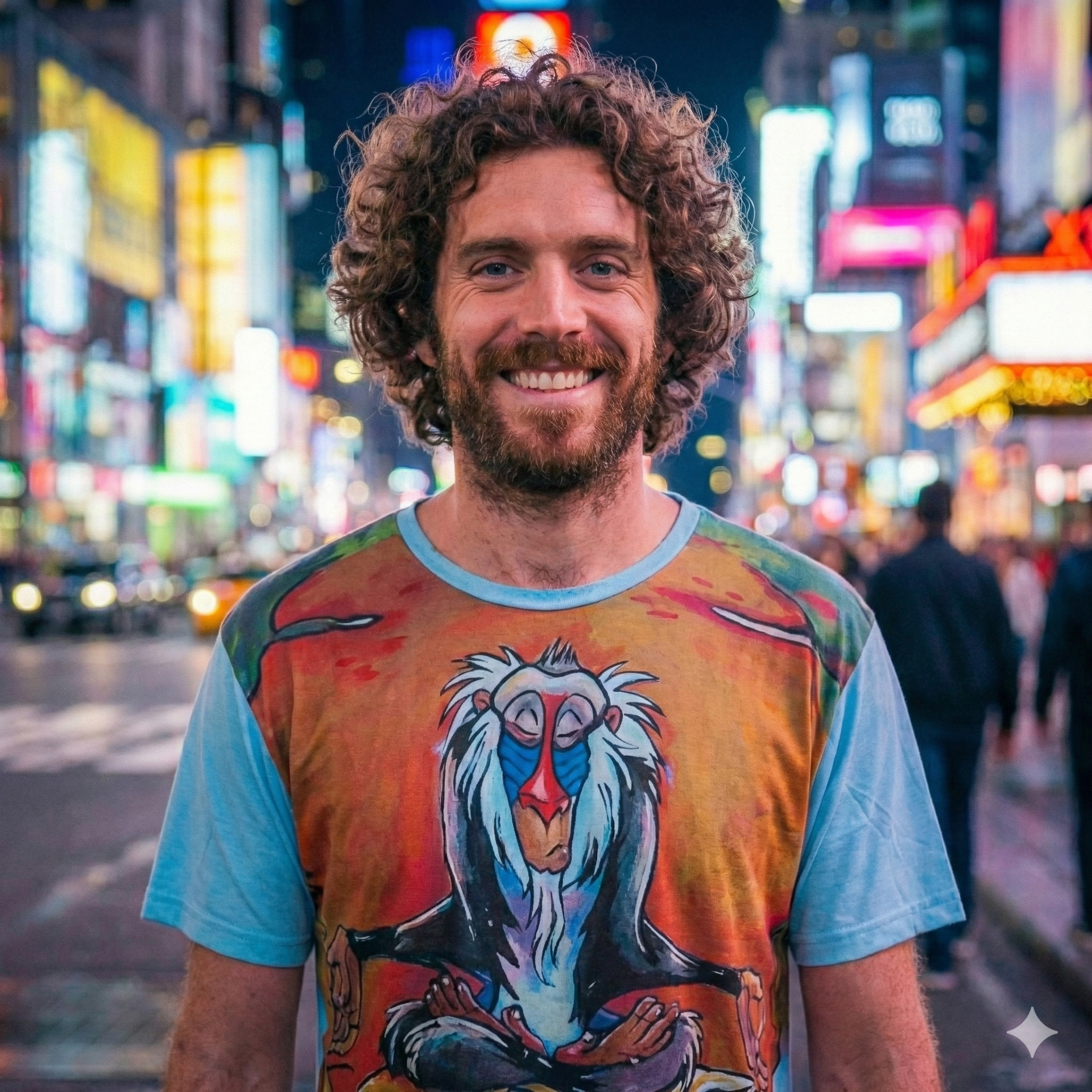 Pánske tričko s meditujúcim Rafikim z Levieho kráľa - svetlomodré