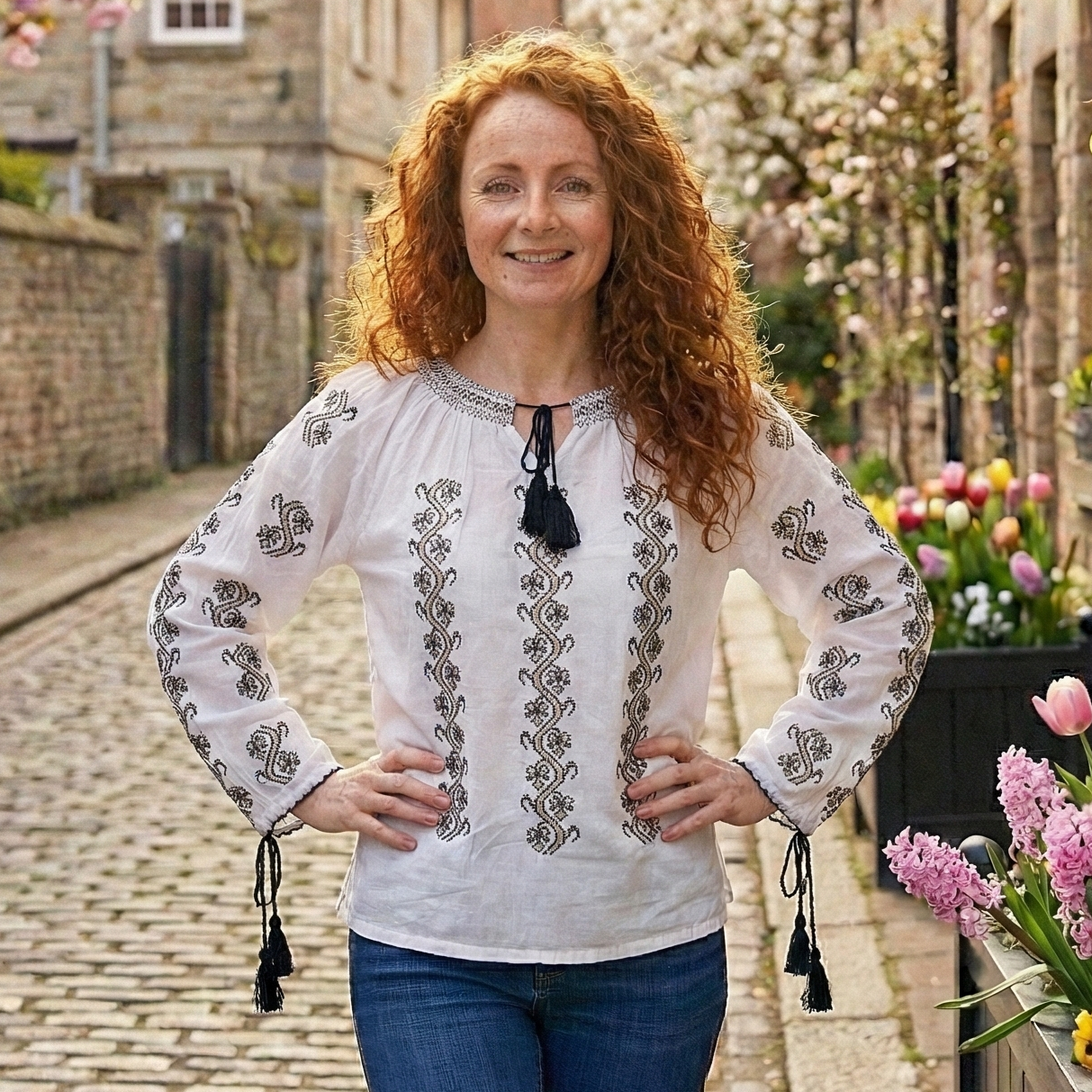 Dámska bavlnená blúzka s výšivkou